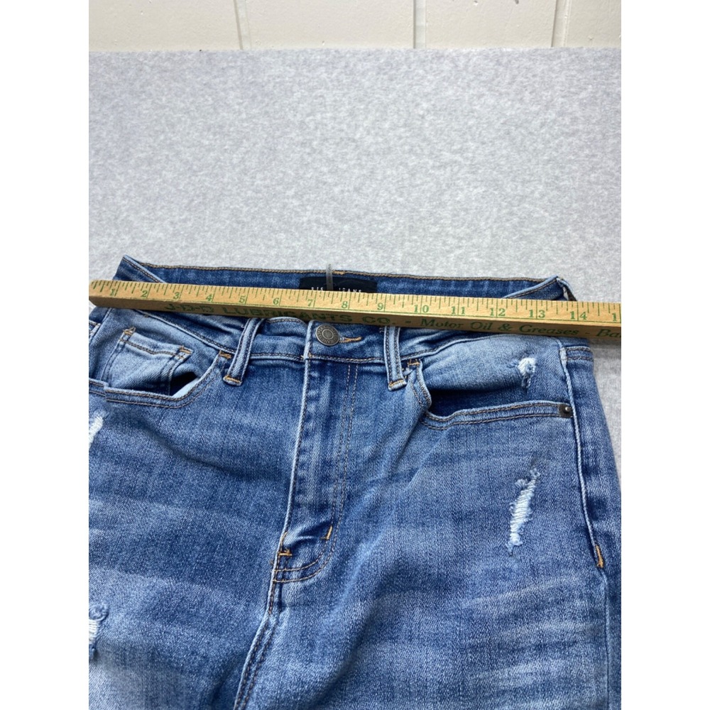 Risen Jeans Womens 28x25 Blue Denim‎ High Rise Straight Leg Frayed Hem Tag 7/28 - Picture 4 of 14
